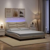  Okvir kreveta s LED svjetlima krem 160 x 200 cm od tkanine | shoptok.hr