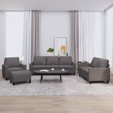 vidaXL Sedežna garnitura 4-delna z blazinami sivo umetno usnje | Shoptok.si