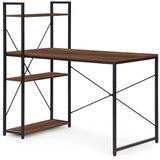 ModernHome uredski stol 120 × 60 cm s policom i 3 police – crno tamno smeđi | shoptok.hr