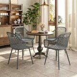  Set od 4 plastične vrtne stolice s naslonima UV otporne 56x51x84 cm tamno sive | shoptok.hr
