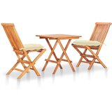 Bistro 3-dijelni bistro set s krem bijelim jastucima masivna tikovina | shoptok.hr
