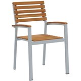  Stacking Garden Chair Siva Smeđa Čelik Drvo Standardna veličina | shoptok.hr