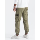 Ombre Men's JOGGER pants with zippered cargo pockets - light olive | Shoptok.si