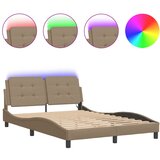 Maison Chic Posteljni okvir - Dvoposteljna postelja - Zakonska postelja z LED lučkami kapučino 140x200 cm umetno usnje, (21695325) Cene