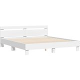  The Living Store Posteljni okvir z vzglavjem bel 180x200 cm inženirski les - Posteljni Okvir, (21450595) | Shoptok.si