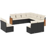  The Living Store Vrtna sedežna garnitura 11-delna z blazinami črn poli ratan - Vrtna Sedežna Garniture, (21460115) | Shoptok.si
