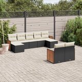  9-dijelni set vrtnih sofa s jastucima crni od poliratana | shoptok.hr