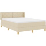 Box Spring Krevet s Madracem - Krem 140x190 cm Tkanina | shoptok.hr
