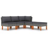 The Living Store Vrtna sedežna garnitura 5-delna z blazinami poli ratan siva - Vrtna Sedežna Garnitura, (21467895) | Shoptok.si