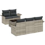  6-delna vrtna kavčna garnitura z blazinami svetlo siva poli ratan, (22090721) | Shoptok.si