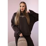 Kesi Insulated cotton set, sweatshirt with embroidery + brown trousers | Shoptok.si