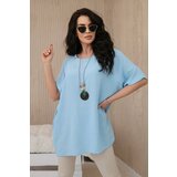 Kesi Oversized blouse with blue pendant Cene