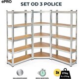 Epro metalna montažna polica SET 1 kom ugaona 180x90x40 + 2 kom standard 180x90x40/ metal-drvo | Eponuda.com