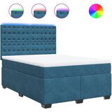 vidaXL Box spring postelja z vzmetnico modra 160x200 cm žamet, (21369256) | Shoptok.si