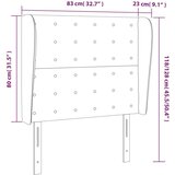  Uzglavlje s ušima svjetlosivo 83 x 23 x 118/128 cm baršunasto | shoptok.hr