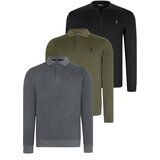 Dewberry TRIPLE SET V4007 MEN'S SWEATSHIRT-BLACK-ANTHRACITE-KHAKI Cene