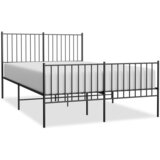 The Living Store Kovinski posteljni okvir z vzglavjem in vznožjem črn 140x200 cm - Posteljni Okvir, (21524328) | Shoptok.si