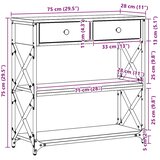  Konzolna stolica s ladicama Crni hrast 75 x 28 x 75 cm | Eponuda.ba