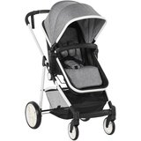 HOMCOM Otroški voziček 2 v 1, otroški voziček 0-36 mesecev do 15 kg, zložljiv in nastavljiv Siva, (20708557) | Shoptok.si