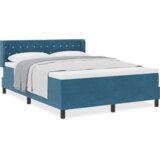 vidaXL Box Spring postelja z vzmetnico temno modra 160x200 cm žamet | Shoptok.si