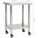  Kuhinjski radni stol s kotačima 60x30x85 cm nehrđajući čelik | shoptok.hr