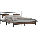  Posteljni okvir brez vzmetnice rjavi hrast 183x203 cm inž. les, (21829427) | Shoptok.si