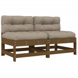 Maison Chic Sredinski kavč - Sofa - Kanape z blazinami 2 kosa medeno rjav trdna borovina, (21727609) | Shoptok.si