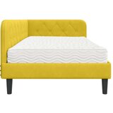 vidaXL Kotna postelja z vzmetnico z vzglavjem Rumena 90 x 190 cm Žamet | Shoptok.si
