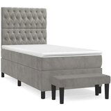 Box spring krevet s madracem svjetlosivi 80 x 200 cm baršunasti | shoptok.hr