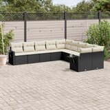 vidaXL 10-dijelni set vrtnih sofa s jastucima crni od poliratana | shoptok.hr