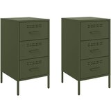 Maison Chic Dvo delni komplet Nočne omarice - Nočne mize olivno zelena 36x39x68 cm jeklo, (21686988) Cene