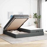  Konstrukcija postelje Temno siva 200 x 200 cm blago | Shoptok.si