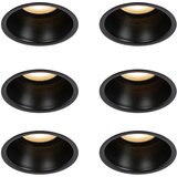 QAZQA Komplet 6 vgradnih reflektorjev črnih GU10 50 mm IP44 - Dept Cene