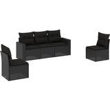 Maison Chic Seti vrtnega pohištva - Vrtna garnitura - Vrtni pohištvo set 5-delna z blazinami črn poli ratan, (21820943) | Shoptok.si
