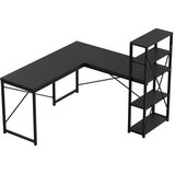  Kutni radni stol s policama Leader 5.9 crni 145 cm | shoptok.hr