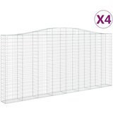  Obokane gabion košare 4 kosi 400x30x180/200 cm pocinkano železo, (21000213) | Shoptok.si