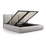 Mazzini Beds Svetlo siva oblazinjena zakonska postelja s prostorom za shranjevanje z letvenim dnom 140x200 cm Brody – | Shoptok.si