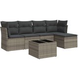  6-dijelni set vrtnih sofa od poliratana s jastucima sivi | shoptok.hr