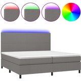  Box spring postelja z vzmetnico LED temno siva 200x200 cm blago, (20761160) | Shoptok.si