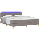  LED Box Spring Krevet Sivo-smeđa 180 x 200 cm tkanina | shoptok.hr