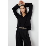 Trendyol Black Wide Fit Sleeve Folded Knitwear Sweater Cijene