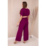Kesi Włoski Overalls with a decorative belt at the waist plum | shoptok.hr