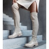 Gemre Beige long boots with elastic upper Daryla | Shoptok.si