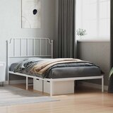 Metalni Kovinski posteljni okvir z vzglavjem bel 107x203 cm | Shoptok.si