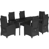  7-dijelni vrtni blagovaonski set s jastucima crni od poliratana Crna Dužina stola 200 cm | Shoptok.si