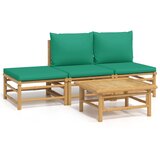 Maison Chic Seti vrtnega pohištva - Vrtna garnitura - Vrtni pohištvo set 4-delna z zelenimi blazinami bambus, (21820752) | Shoptok.si