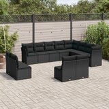 Maison Chic Seti vrtnega pohištva - Vrtna garnitura - Vrtni pohištvo set 12-delna z blazinami črn poli ratan, (21810326) | Shoptok.si