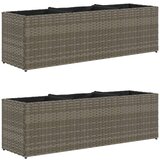 vidaXL vrtna korita s 3 lonci 2 kosa siva 105x30x32 cm poli ratan, (21317190) Cene