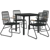  5-dijelni vrtni blagovaonski set od PVC ratana crni Crna Dužina stola 80 cm | Shoptok.si