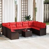  Vrtna sedežna garnitura z blazino 10 pcs Rjava poli ratan, (5000142682) | Shoptok.si